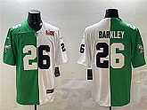 Men's Philadelphia Eagles #26 Saquon Barkley Green White Split 2025 Super Bowl LIX Patch Vapor Untouchable Limited Stitched Jersey Dzhi,baseball caps,new era cap wholesale,wholesale hats